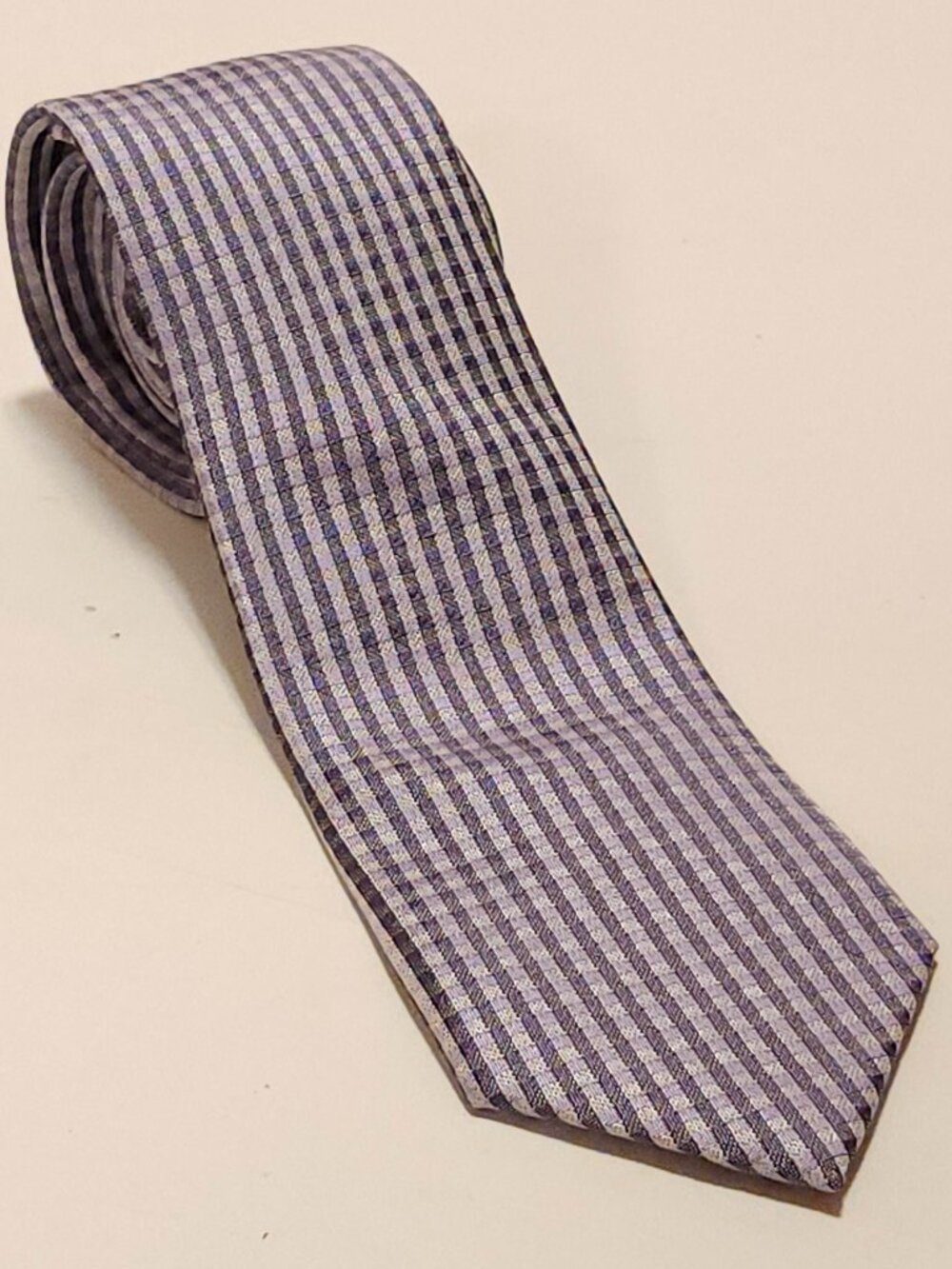CALVIN KLEIN Purple Gingham Men's Tie BNWT Silk Blend The Bay Hudson's Bay